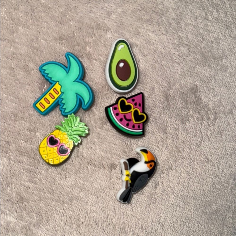 Colorful Tropical shoes charm Set, 5pcs
